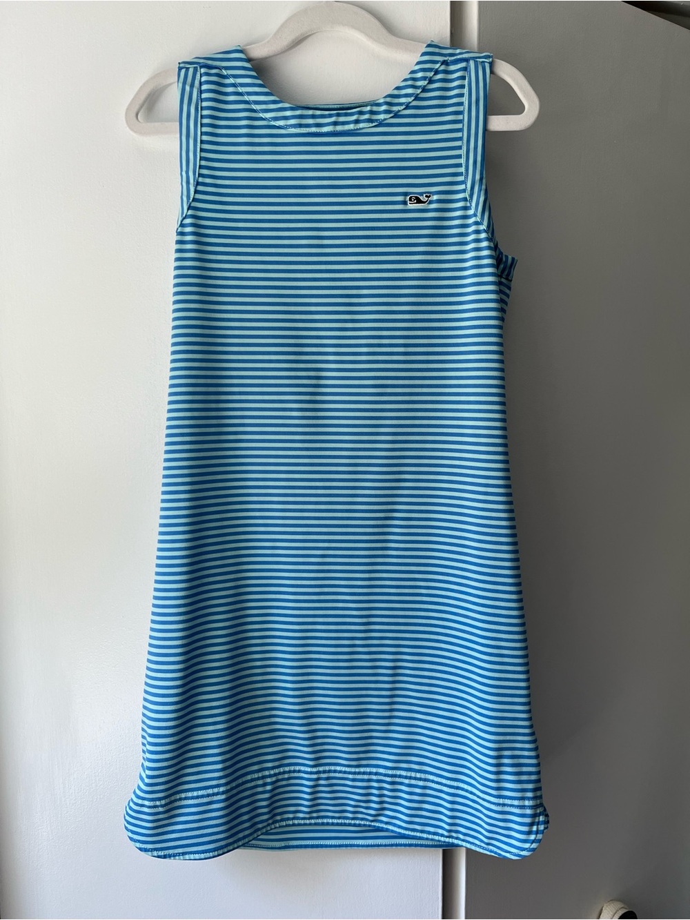 Vineyard Vines Performance Blue Striped Sleeveless Shift Dress Girls Small